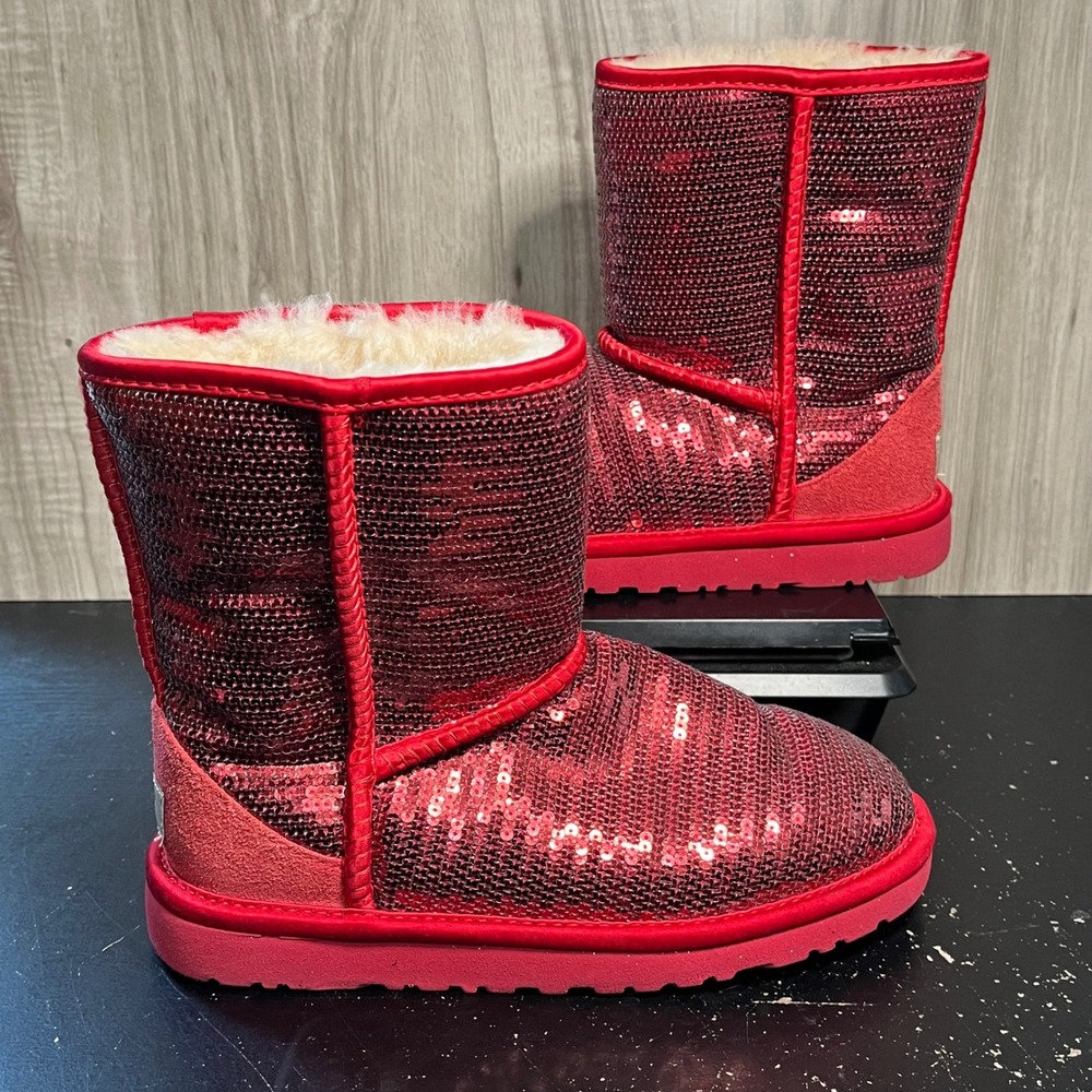 Ugg Boots Red Sequins F19014F Girls Size 4